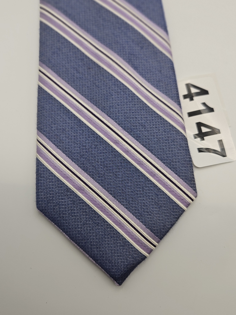 Joseph Blue Tie with Lavender and White Stripes X LONG #4005